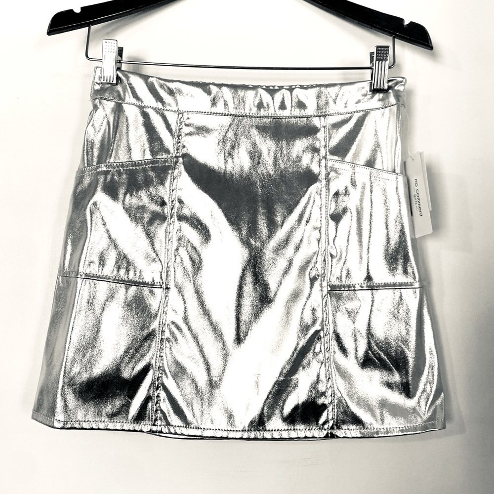 NWT Girls Metallic Shiny Silver Skirt Costume Concert L XL
